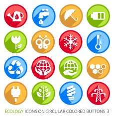 Ecology Icons on Colored buttons