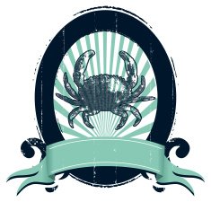 grunge marine shield with crab