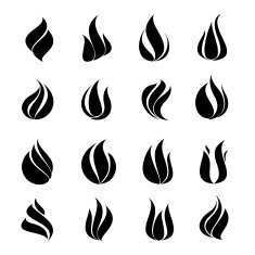 Icon black set fire on white background vector illustration