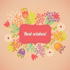 Greeting card with colorful flowers