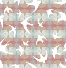 Seamless texture with the swallows and triangles N2