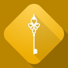 Vector icon of Key with a long shadow N4