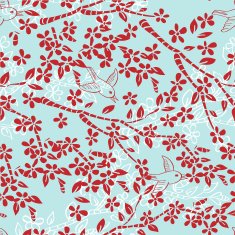 vector seamless of birds branches and flowers N2
