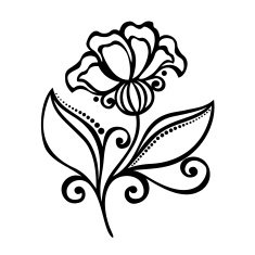 Beautiful Decorative Flower with Leaves (Vector) N37