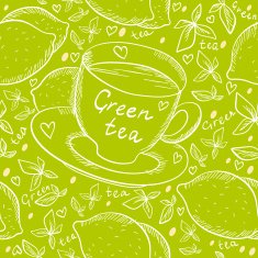 Seamless pattern with a cups and lemons N2