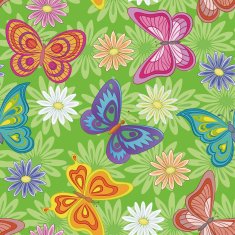 Seamless flowers and butterflies