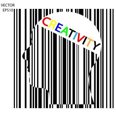 Silhouette of a head with bar code N4