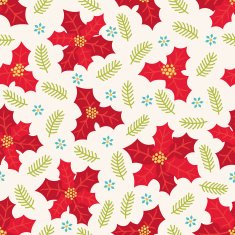Christmas seamless pattern with poinsettia
