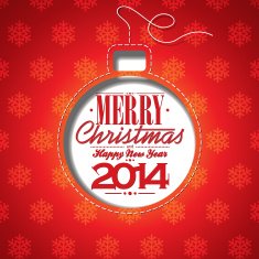 Christmas illustration with abstract ball and typographic design