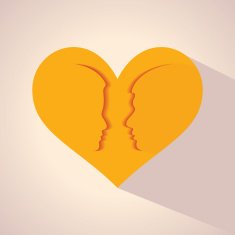 Male and female face with heart N2