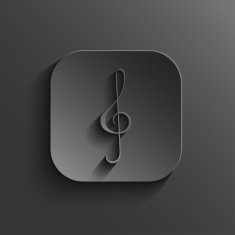 Note key icon - vector black app button