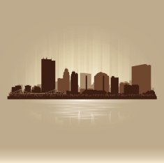 Toledo Ohio brown skyline city silhouette