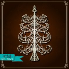 Vintage card with Christmas tree N2