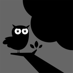 Black cartoon owl silhouette