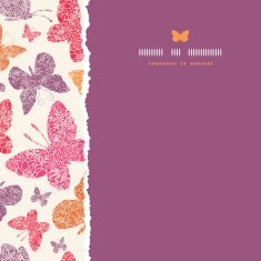 Floral butterflies frame square seamless pattern background