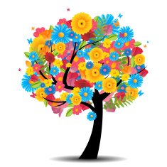Vector Abstract Tree with Flowers