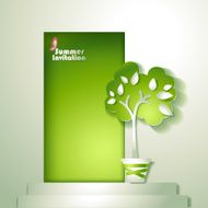 Card with stylized tree in pot near door N2