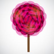 Tree with pink leaves Vector illustration