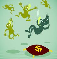 businessman falls on a soft pillow N2