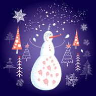 Christmas card with a snowman N5