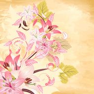 Pink lilies on paper papyrus