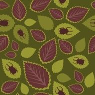 Seamless texture with green leafs and bugs 247