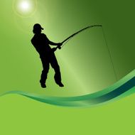 Vector silhouette of a man who fishes N22