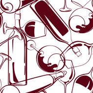 Wine glasses and bottles seamless pattern N3