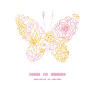 Vector flowers outlined butterfly silhouette pattern frame