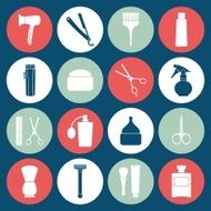 Barber Shop tools icons set N2