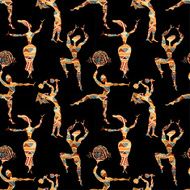 Ethnic seamless texture with figures of dancing people Vector i