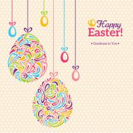 Easter eggs in doodle minimalism style with place for text N2