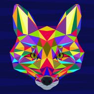 Abstract polygonal geometric triangle bright motley colored fox background