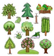 Trees and garden design elements set Happy world collection N7