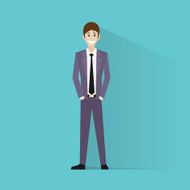 Businessman smile full length business man flat icon