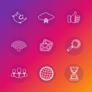 Set of social network icons in white silhouette