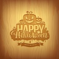 Wood carving happy halloween design