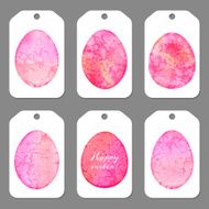 Set of tags for Easter Watercolor silhouettes eggs N7