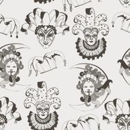 Seamless pattern with carnival venetian colorful mask on traditional background N2