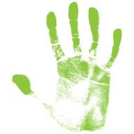 Vector illustration old man green hand print isolated on white N7