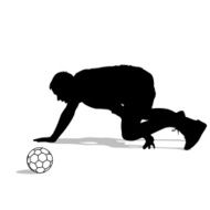 silhouettes of soccer players with the ball N19