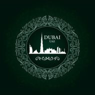 Dubai skyline silhouette on vintage background N7