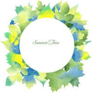 Floral template with green leaves by watercolor N2