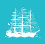 Silhouette of a pirate ship sail boat N2