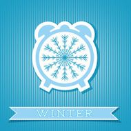 Card Design With Alarm Clock Winter Concept