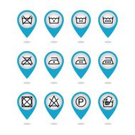 Set of instruction laundry icons care washing symbols