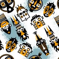 African masks Seamless background pattern N3
