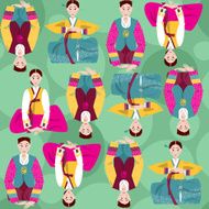 Traditional korean dresses Lunar New Year Seamless background pattern