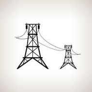 Silhouette high voltage power lines vector illustration