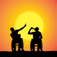 Vector silhouettes of people in a wheelchair N65